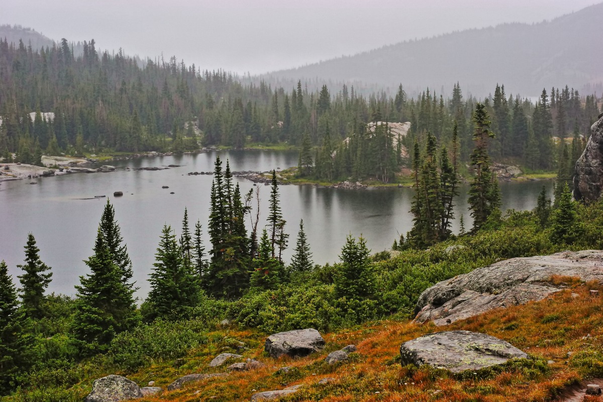 Photo of Lake Marion or Lake Helen along the Tensleep Trail in the Cloud Peak wilderness of Wyoming's Bighorn National Forest