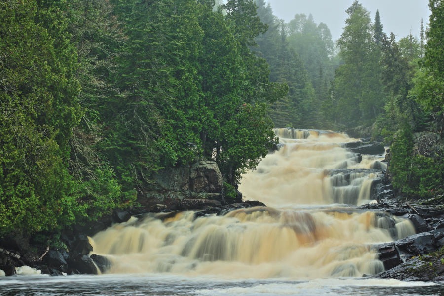 Long exposure photo of the Cascades on the Manitou River in George Crosby Manitou State Park